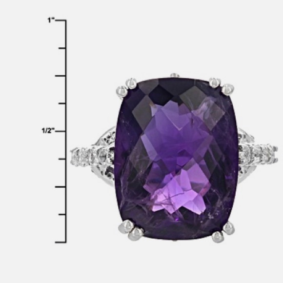 8.5 ctw purple amethyst Rhodium over sterling silver - Picture 2 of 9